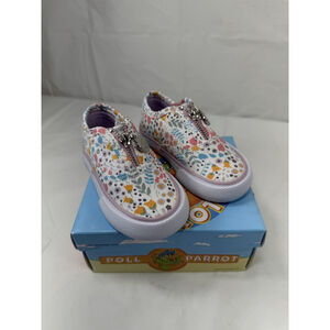 Poll Parrot Toddler Zip Up Girls Floral Shoes Size 4 M Sneakers NEW